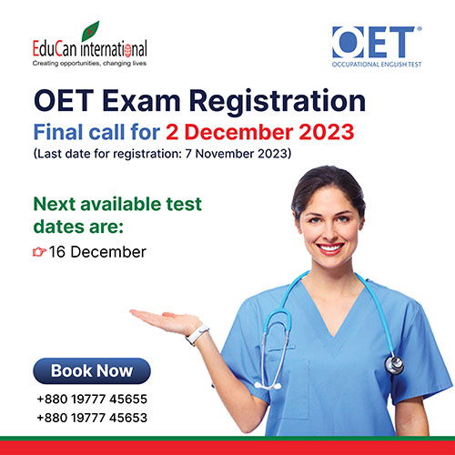 OET Exam Registration Final Call for 2nd December 2023